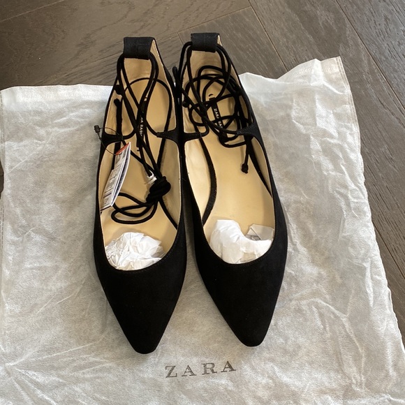 ZARA Basic Collection Black Flats Ankle Tie (US 9/EU 40) (NWT) - Picture 8 of 8